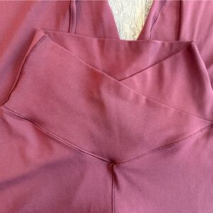 Offline by Aerie Foldover Burgundy Flare Leggings